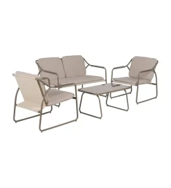 Zona-Design Zestaw ogrodowy OMAMA Szary 2 fotele + sofa + stolik