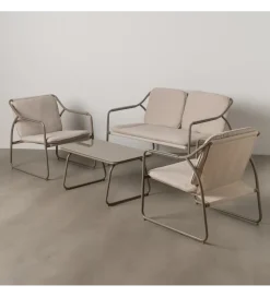 Zona-Design Zestaw ogrodowy OMAMA Szary 2 fotele + sofa + stolik