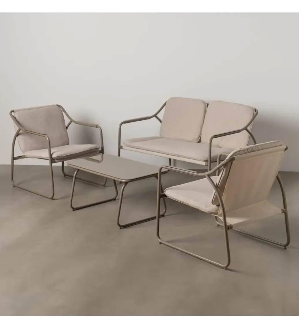 Zona-Design Zestaw ogrodowy OMAMA Szary 2 fotele + sofa + stolik