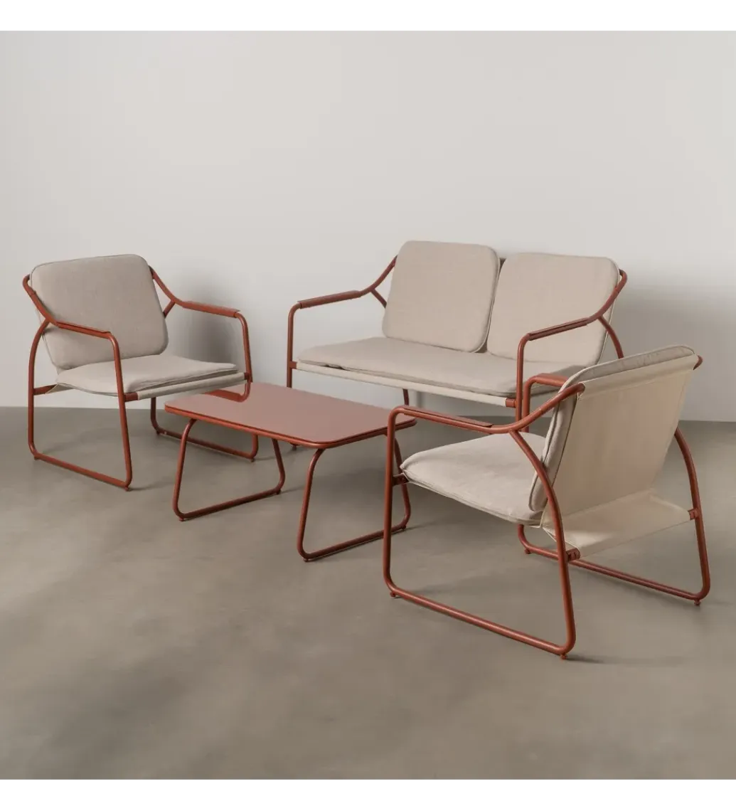 Zona-Design Zestaw ogrodowy OMAMA Terakota 2 fotele + sofa + stolik