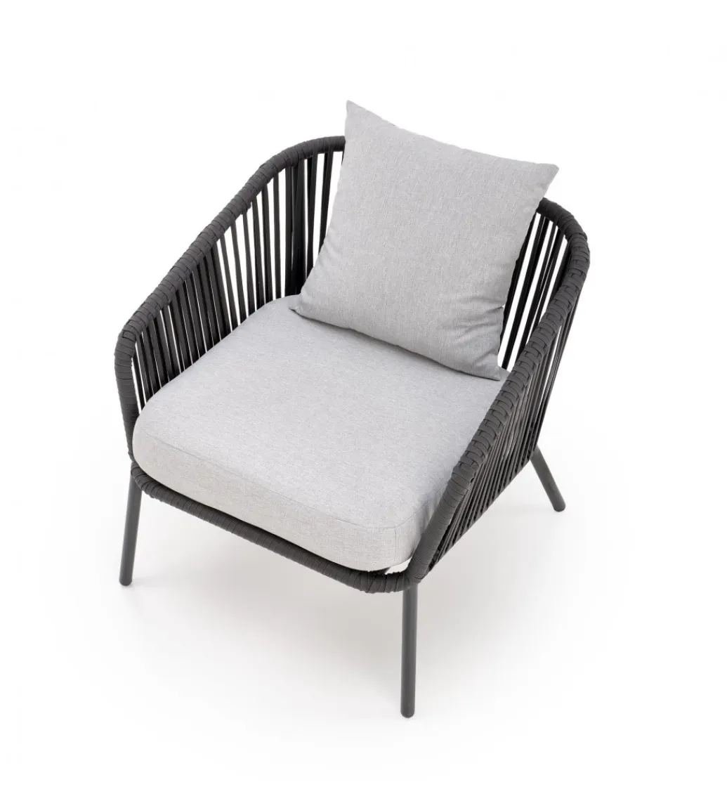 Halmar Zestaw ogrodowy ROCCA ciemnoszary - sofa + 2 x fotel + ława