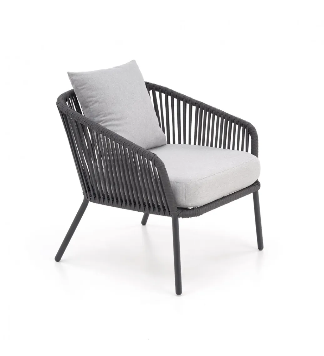 Halmar Zestaw ogrodowy ROCCA ciemnoszary - sofa + 2 x fotel + ława