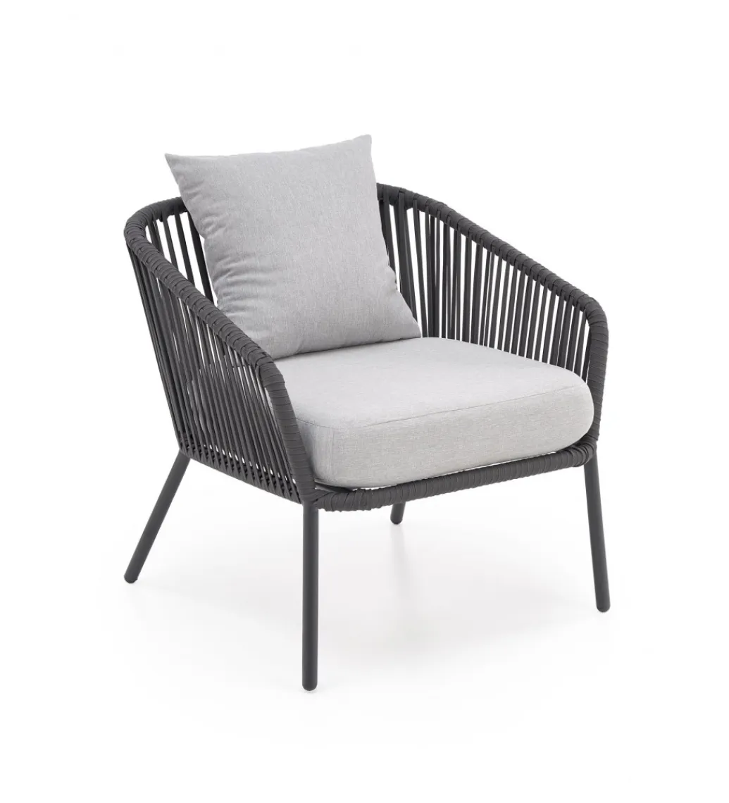Halmar Zestaw ogrodowy ROCCA ciemnoszary - sofa + 2 x fotel + ława