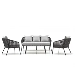 Halmar Zestaw ogrodowy ROCCA ciemnoszary - sofa + 2 x fotel + ława