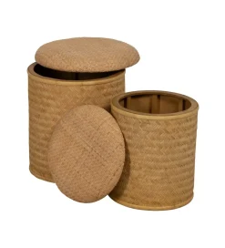 Zona-Design Zestaw 2 puf BROGLA z schowkiem 40 cm 35 cm ratan
