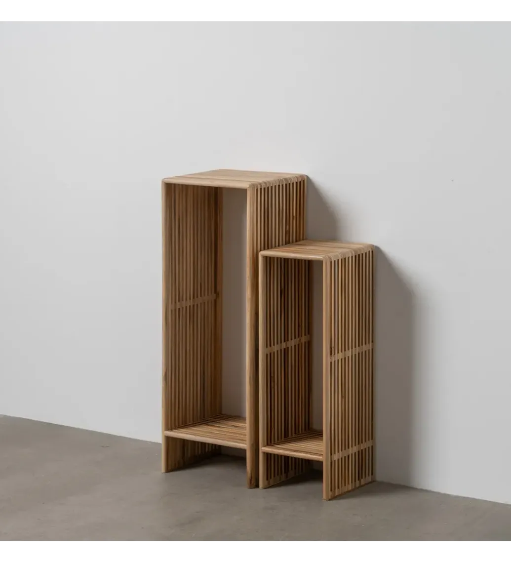Zona-Design Zestaw 2 regałów BELLAMONTE drewno teak 86 cm 68 cm