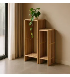 Zona-Design Zestaw 2 regałów BELLAMONTE drewno teak 86 cm 68 cm