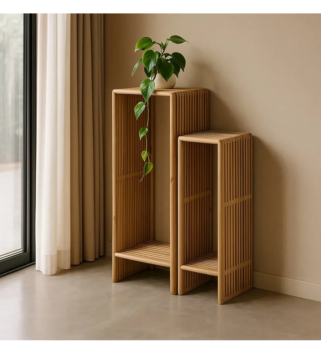 Zona-Design Zestaw 2 regałów BELLAMONTE drewno teak 86 cm 68 cm