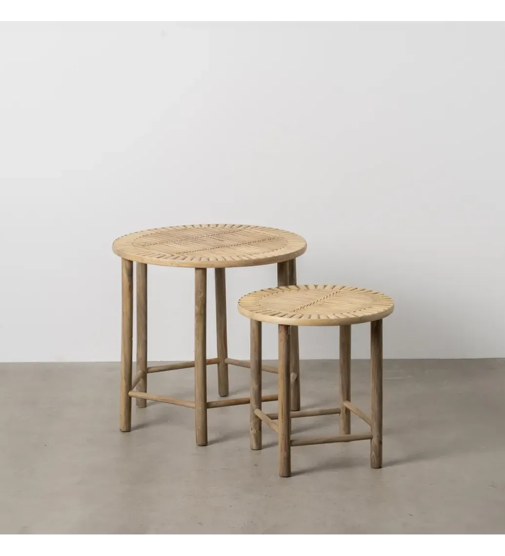 Zona-Design Zestaw stolików BAMBÚ 50 cm 38 cm bambus