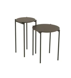 J-Line Zestaw 2 stolików bocznych DOMERESU 43 cm i 33 cm ciemno brązowy