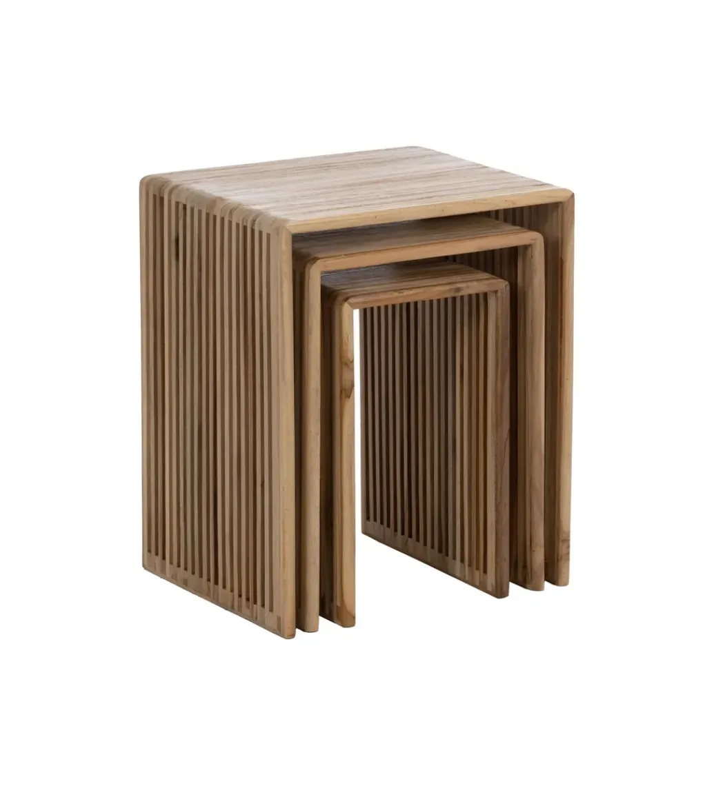 Zona-Design Zestaw 3 stolików kawowych BELLAMONTE 65 cm 55 cm 35 cm naturalnych