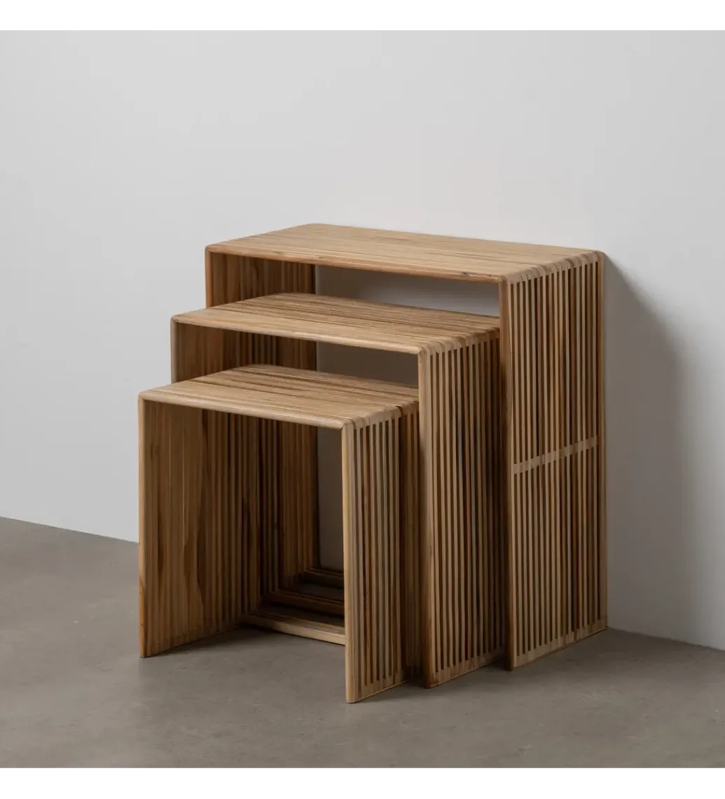 Zona-Design Zestaw 3 stolików kawowych BELLAMONTE 65 cm 55 cm 35 cm naturalnych