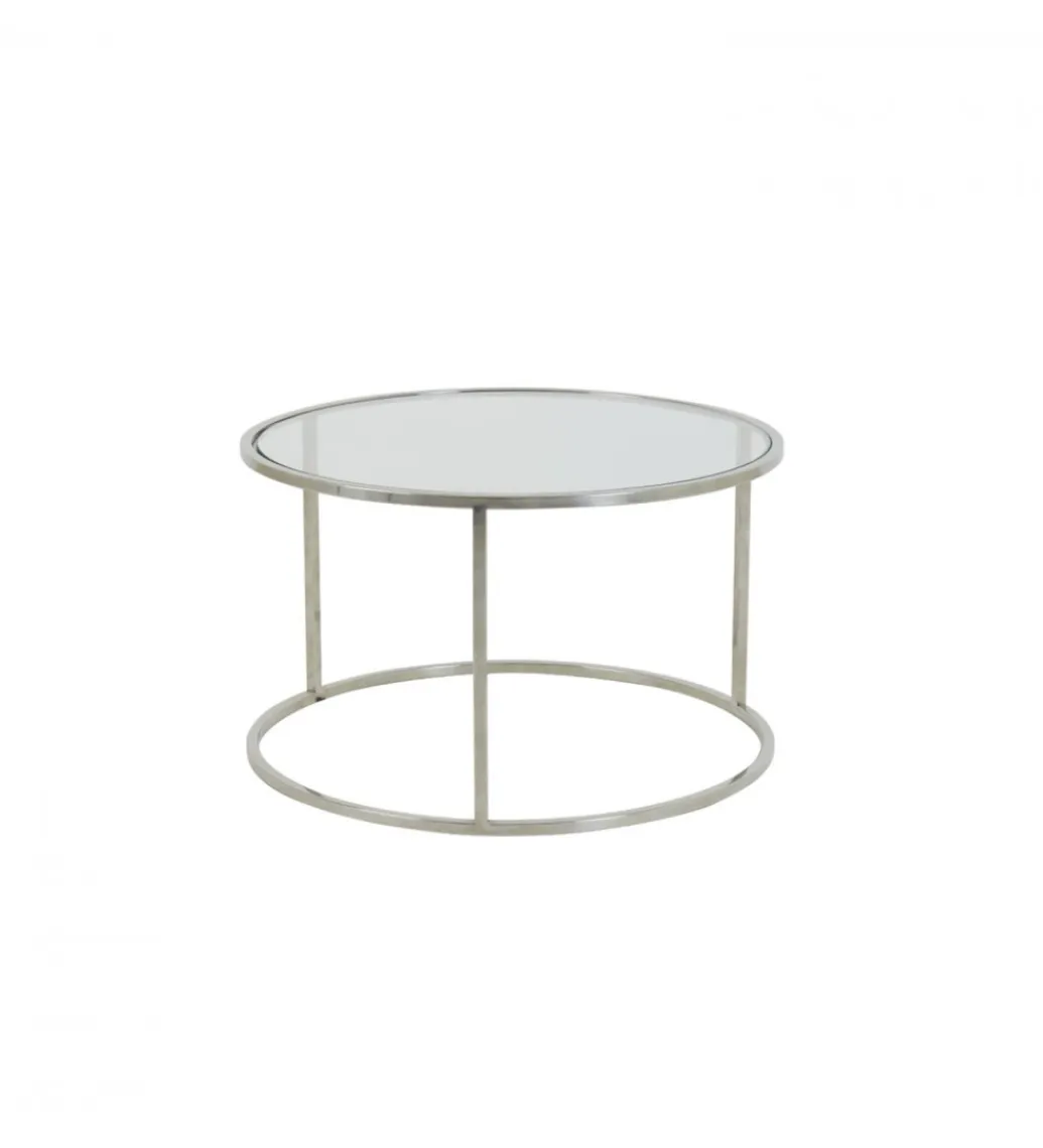 L&L Zestaw 2 stolików kawowych DUARTE 65 cm 75 cm szklane niklowane