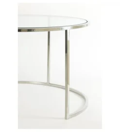 L&L Zestaw 2 stolików kawowych DUARTE 65 cm 75 cm szklane niklowane