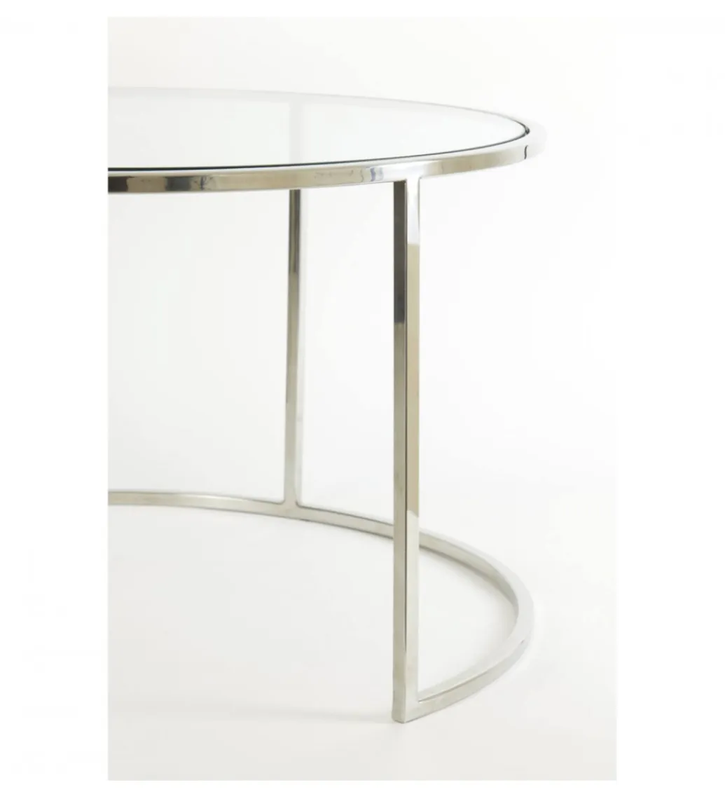 L&L Zestaw 2 stolików kawowych DUARTE 65 cm 75 cm szklane niklowane