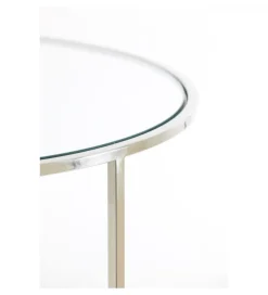 L&L Zestaw 2 stolików kawowych DUARTE 65 cm 75 cm szklane niklowane