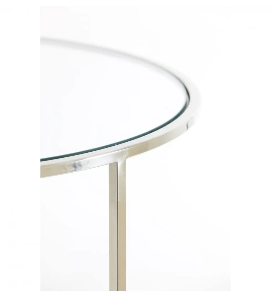 L&L Zestaw 2 stolików kawowych DUARTE 65 cm 75 cm szklane niklowane