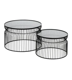 Zona-Design Zestaw 2 stolików kawowych FUKAO 65 cm 53 cm czarne