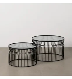 Zona-Design Zestaw 2 stolików kawowych FUKAO 65 cm 53 cm czarne