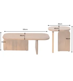 Invicta Interior Zestaw 2 stolików kawowych GATSBY drewno akacja