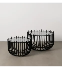 Zona-Design Zestaw 2 stolików kawowych GECMY 68 cm 55 cm czarne
