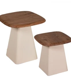 Exclusivas Zestaw 2 stolików kawowych PIMKO 50 cm 40 cm drewno akacja