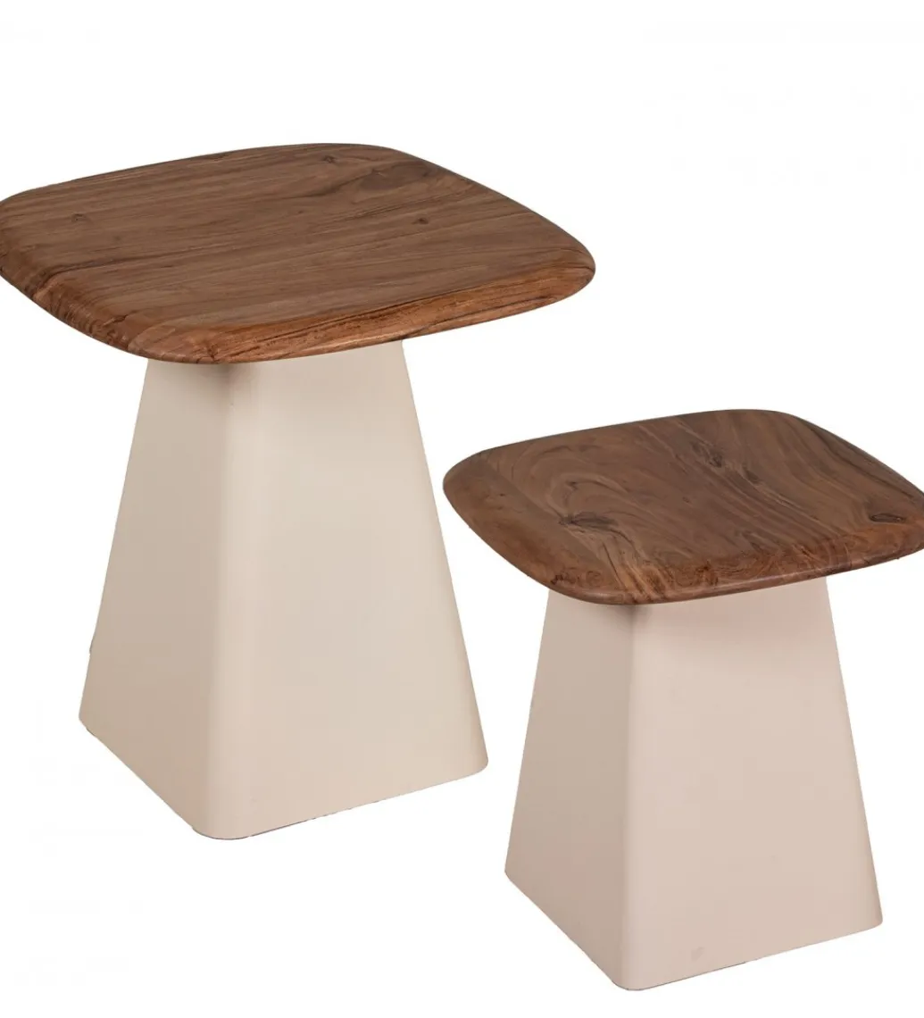 Exclusivas Zestaw 2 stolików kawowych PIMKO 50 cm 40 cm drewno akacja