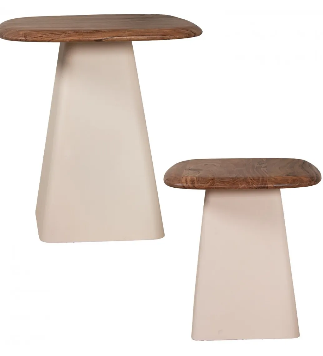 Exclusivas Zestaw 2 stolików kawowych PIMKO 50 cm 40 cm drewno akacja