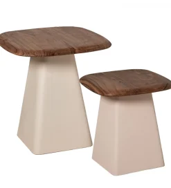 Exclusivas Zestaw 2 stolików kawowych PIMKO 50 cm 40 cm drewno akacja