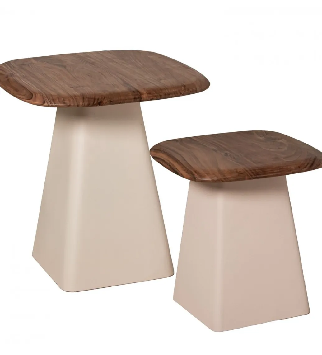 Exclusivas Zestaw 2 stolików kawowych PIMKO 50 cm 40 cm drewno akacja