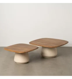 Zona-Design Zestaw 2 stolików kawowych RAGER 90 cm 70 cm drewno mango