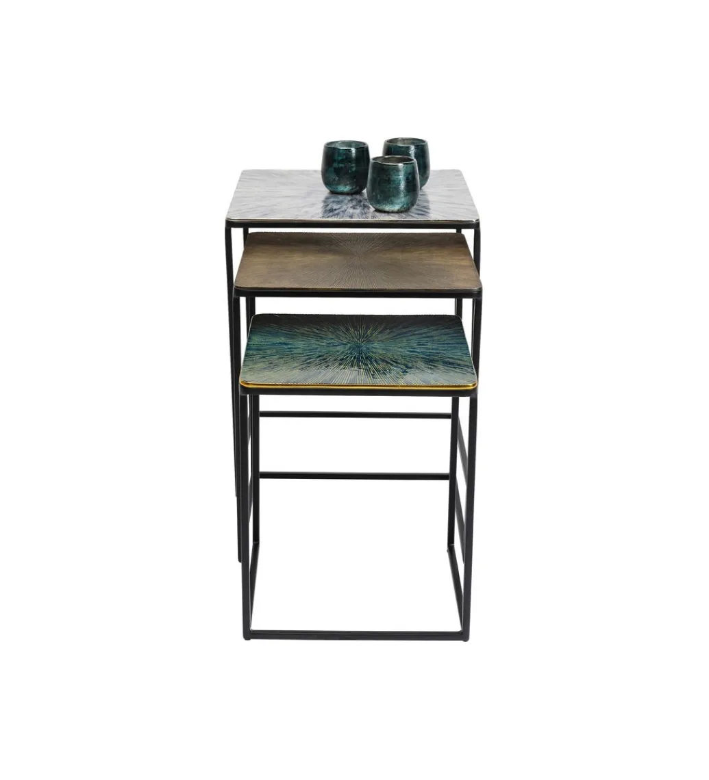 KARE Zestaw 3 stolików kawowych RAY SQUARE 37 cm 43 cm 48 cm