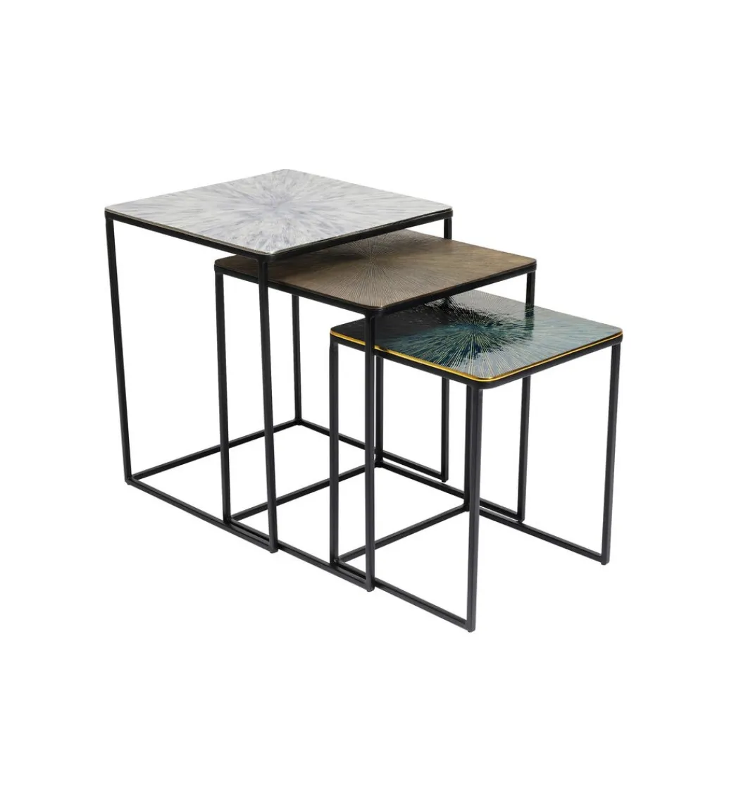 KARE Zestaw 3 stolików kawowych RAY SQUARE 37 cm 43 cm 48 cm