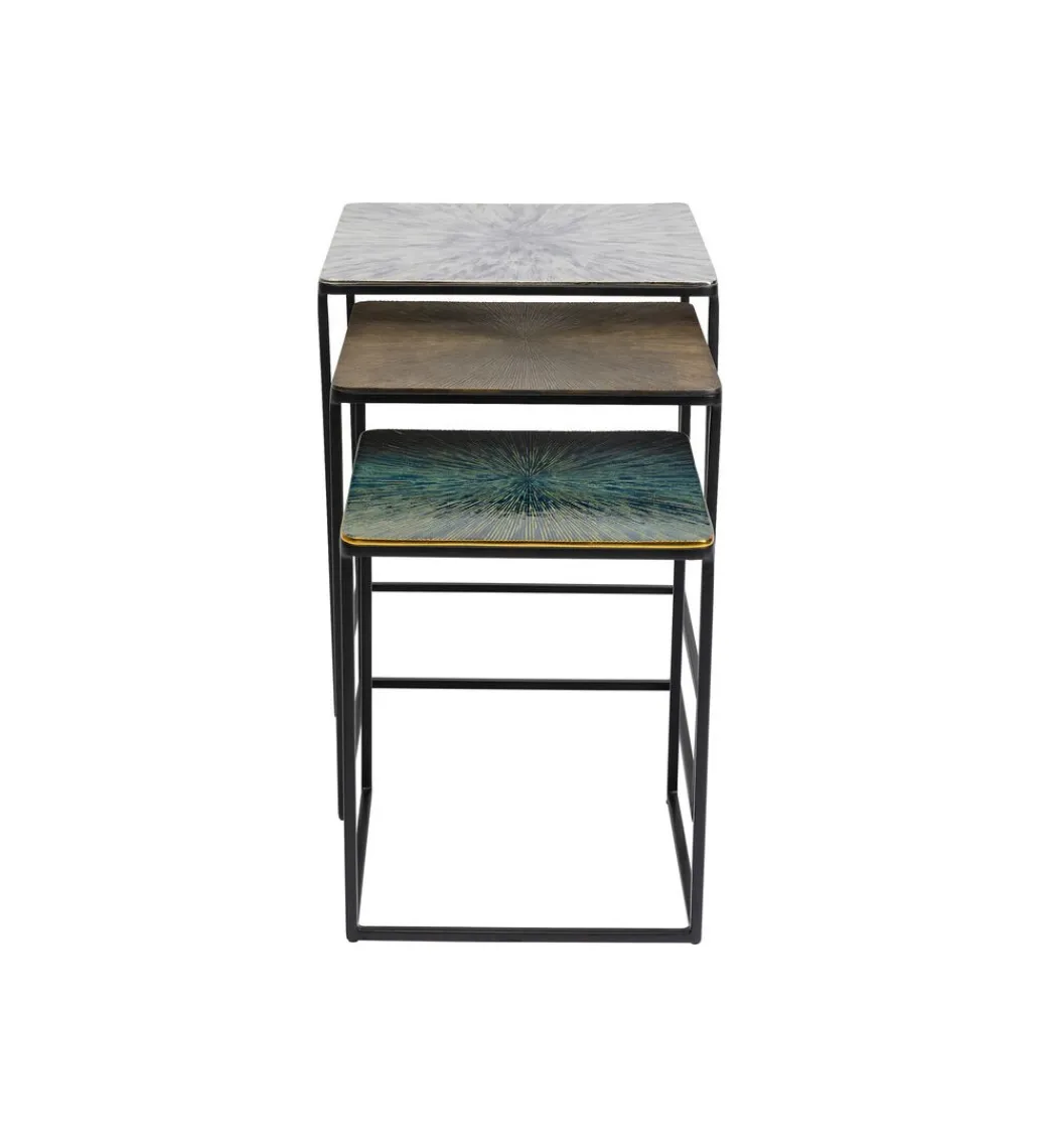 KARE Zestaw 3 stolików kawowych RAY SQUARE 37 cm 43 cm 48 cm