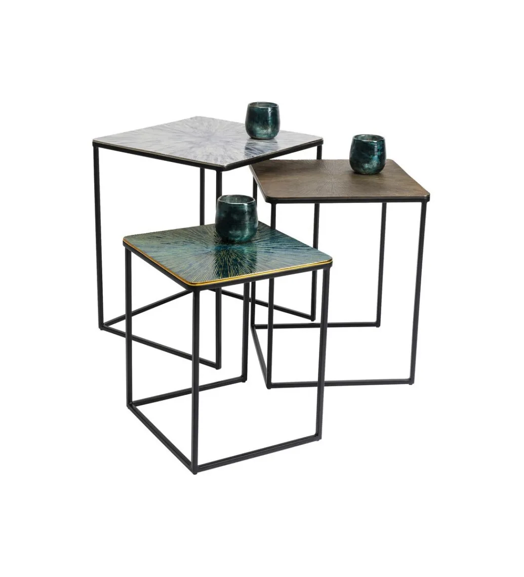 KARE Zestaw 3 stolików kawowych RAY SQUARE 37 cm 43 cm 48 cm