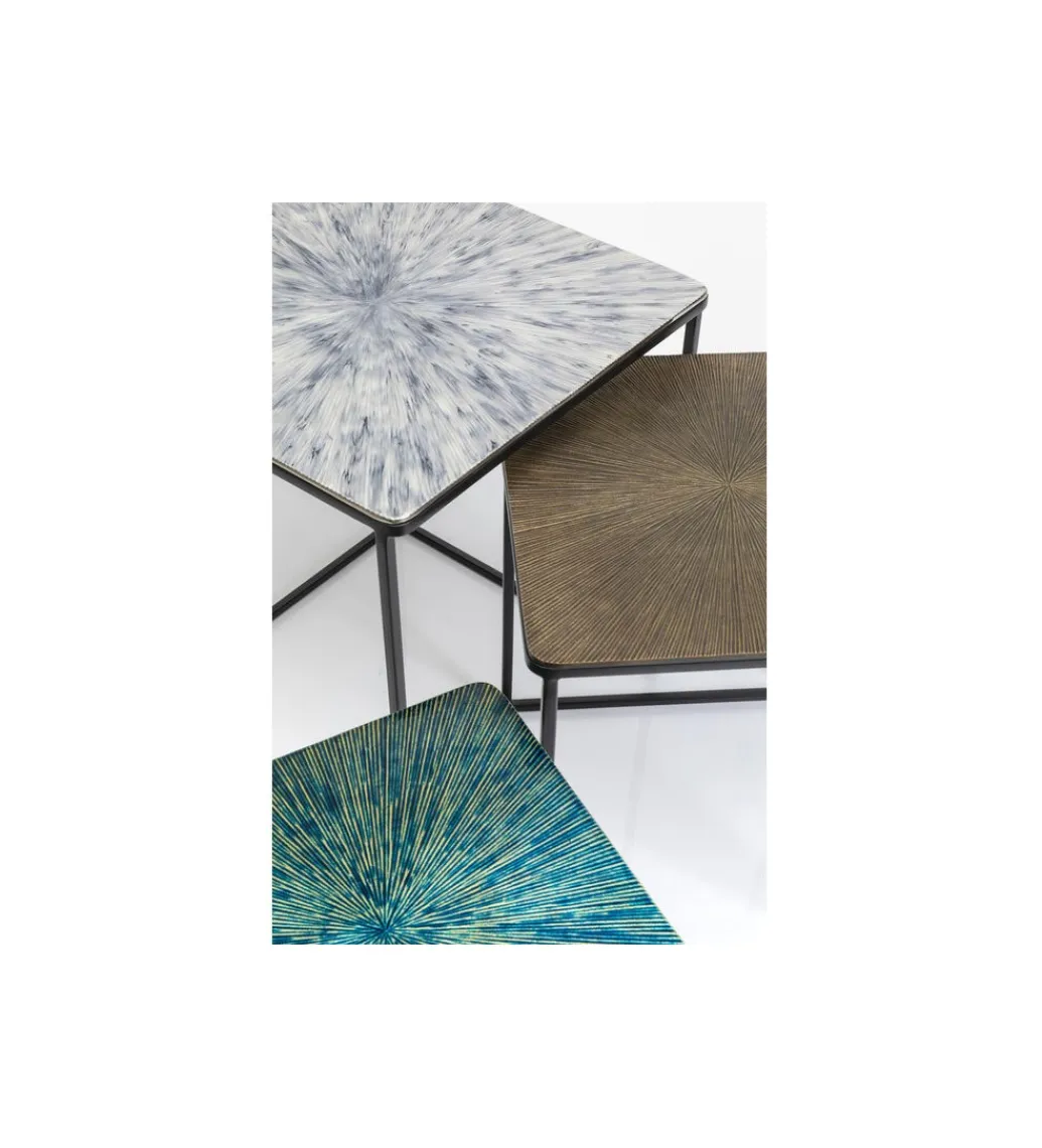 KARE Zestaw 3 stolików kawowych RAY SQUARE 37 cm 43 cm 48 cm