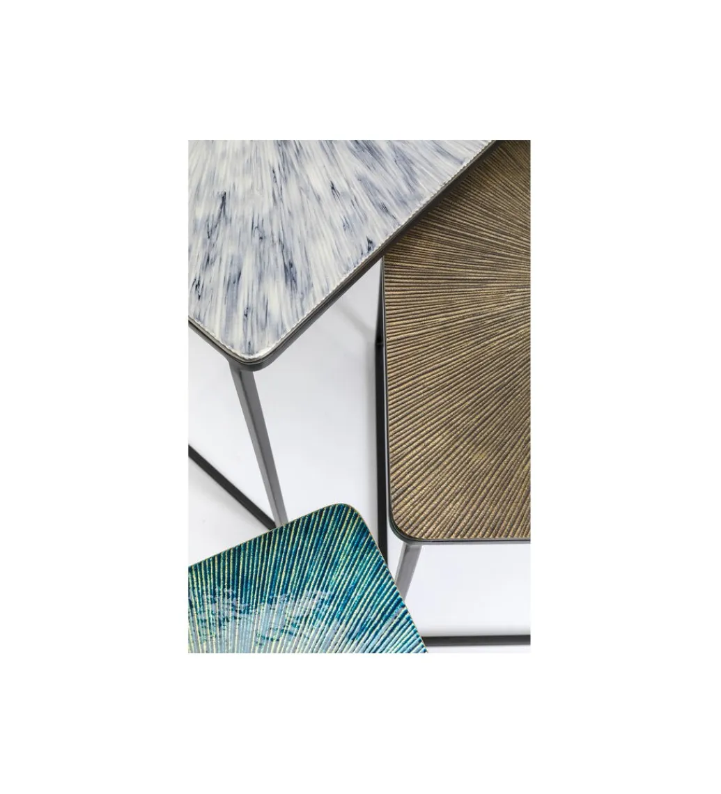 KARE Zestaw 3 stolików kawowych RAY SQUARE 37 cm 43 cm 48 cm