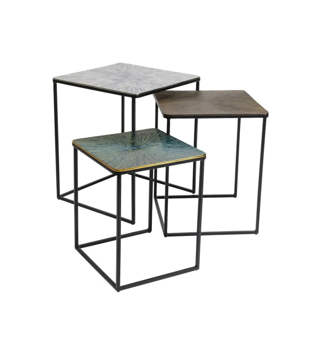 KARE Zestaw 3 stolików kawowych RAY SQUARE 37 cm 43 cm 48 cm