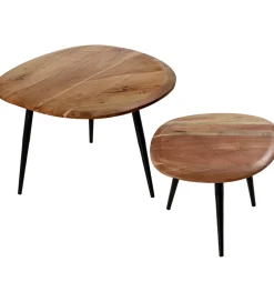 Exclusivas Zestaw 2 stolików kawowych SOBREN 40 i 50 cm drewno mango