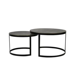 L&L Zestaw 2 stolików kawowych TRELO 62 cm 76 cm antyczny brąz czarny