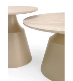 Halmar Zestaw 2 stolików kawowych ZURICH 70 cm 50 cm blat trawertyn podstawa kaszmir