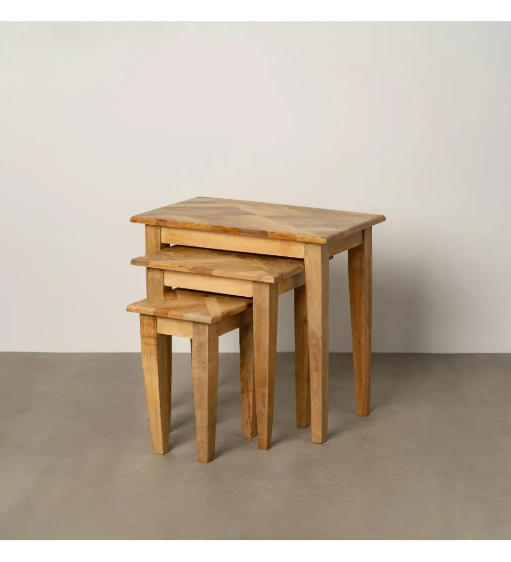 Zona-Design Zestaw 3 stolików nocnych PERSERA drewno mango