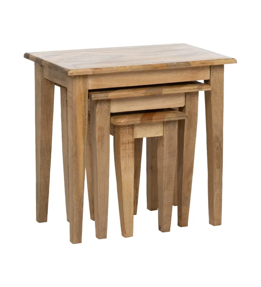 Zona-Design Zestaw 3 stolików nocnych PERSERA drewno mango