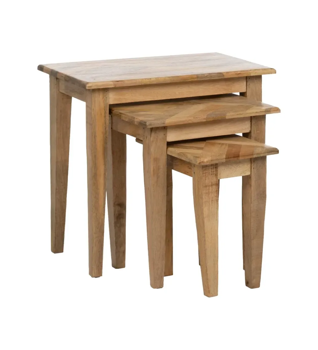 Zona-Design Zestaw 3 stolików nocnych PERSERA drewno mango