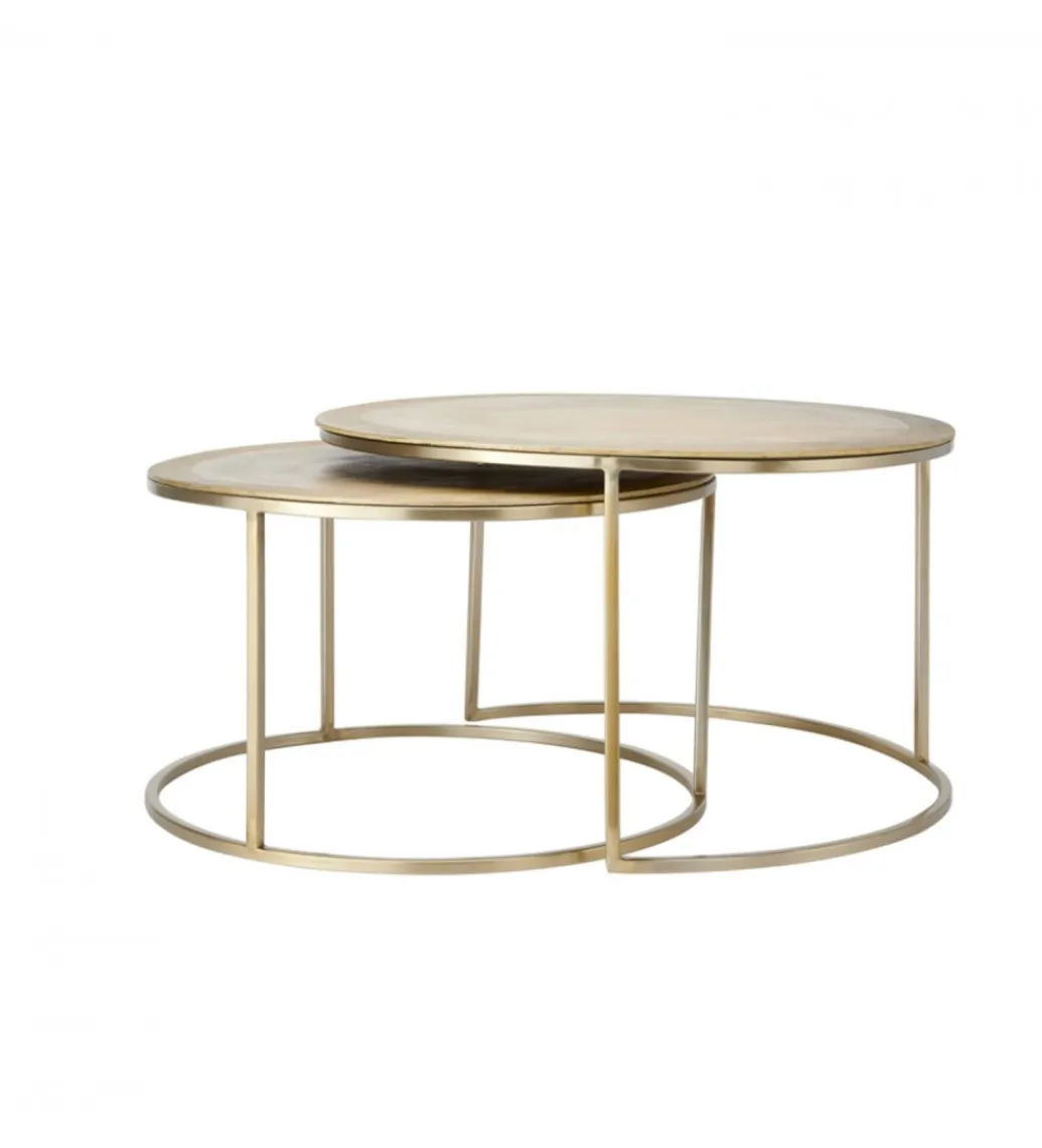 L&L Zestaw 2 stolików TALCA 75 cm 65 cm złoty